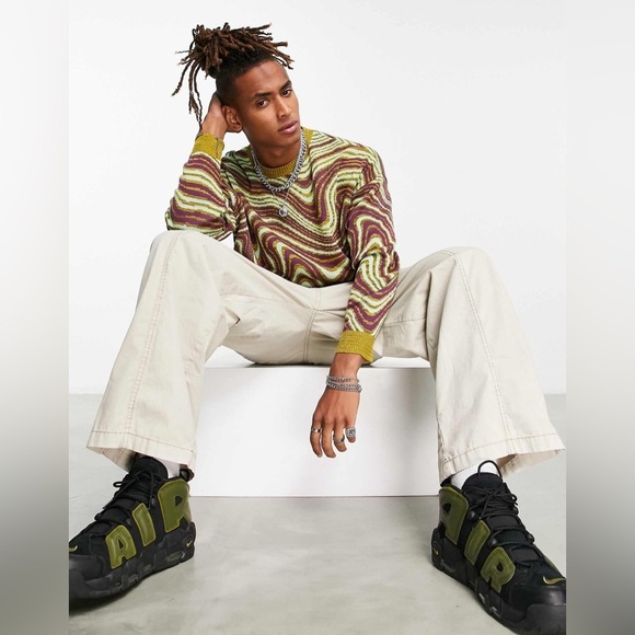 Asos Design Knit Long Sleeve Retro Sweater In Space Dye Swirly - Picture 7 of 7